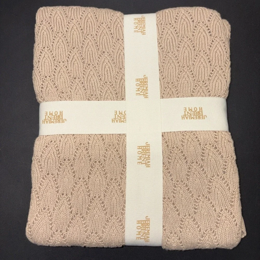 Sand Jeremiah Brent Home 100% Cotton Knitted Pointelle Scallop 50in x 60in 20743
